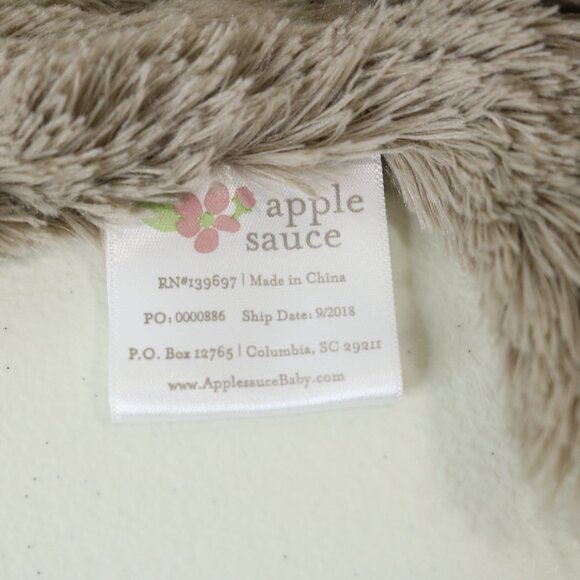 Apple Sauce Flat Nummy Gray Bunny Lovey Plush Toy Security Blanket - Picture 6 of 9